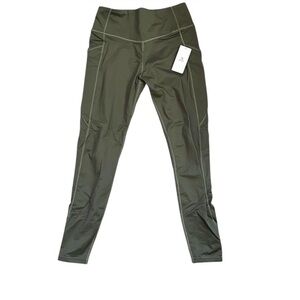 NWT Green high-waisted winter fleece sportswear leggings